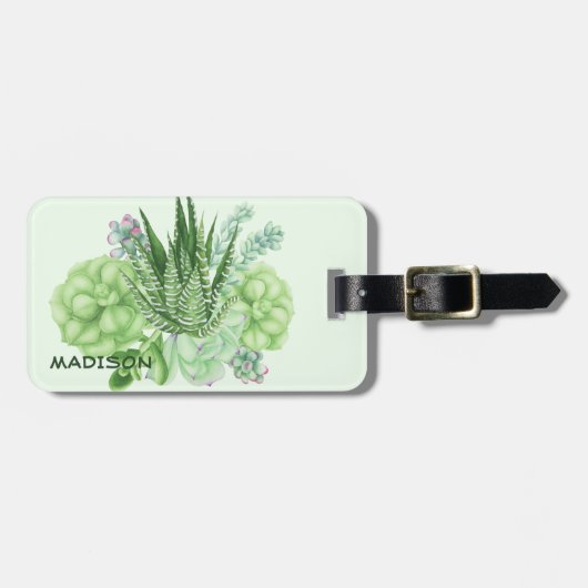 Succulent Green Cacti Bagagelabel (Voorkant horizontaal)