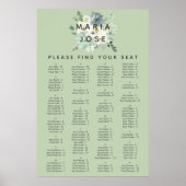 Succulent Greenery Alfabetical Seating Chart Poster (Voorkant)