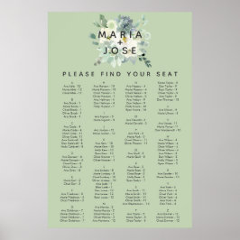 Succulent Greenery Alfabetical Seating Chart Poster