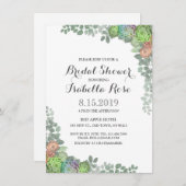 Succulent Greenery Bridal Shower Invitations Kaart (Voorkant / Achterkant)
