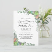 Succulent Greenery Bridal Shower Invitations Kaart (Staand voorkant)