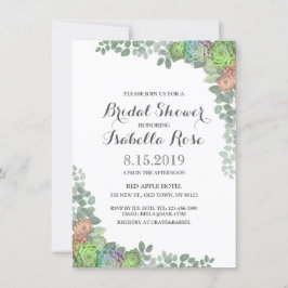 Succulent Greenery Bridal Shower Invitations Kaart