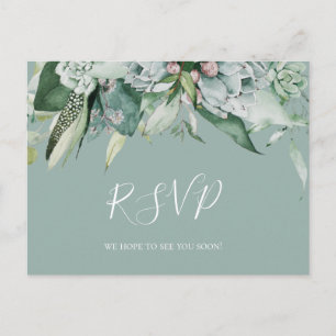 Succulent Greenery   Briefkaart Sage Wedding RSVP