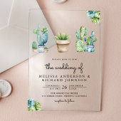 Succulent Greenery Cactus Pots Wedding Acryl Uitnodigingen