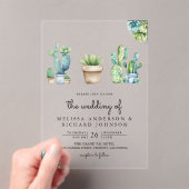 Succulent Greenery Cactus Pots Wedding Acryl Uitnodigingen (Insitu (Draagbaar))