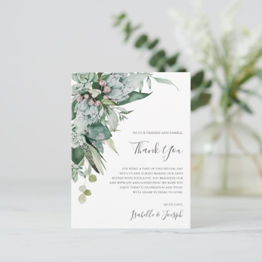 Succulent Greenery | Dank u Kaart voor ontvangst (Staand voorkant)