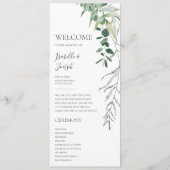 Succulent Greenery Dark Green Flat Wedding Program Programmakaart (Voorkant)