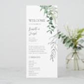Succulent Greenery Dark Green Flat Wedding Program Programmakaart (Staand voorkant)