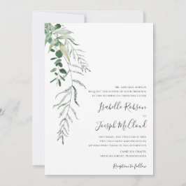 Succulent Greenery Dark Green Traditional Wedding Kaart