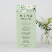 Succulent Greenery Dinner Menu Kaart (Staand voorkant)