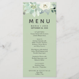 Succulent Greenery Dinner Menu Kaart