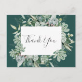 Succulent Greenery | Donkere groene bruiloft Harte Briefkaart (Voorkant)