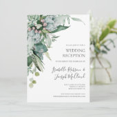 Succulent Greenery | Donkere groene bruiloft Kaart (Staand voorkant)