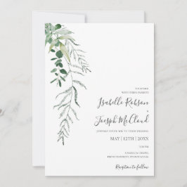 Succulent Greenery | Donkere groene Casual bruilof Kaart