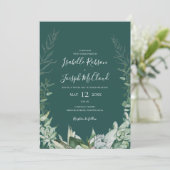 Succulent Greenery | Donkergroen in één bruiloft Kaart (Staand voorkant)