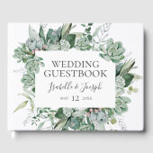 Succulent Greenery | Donkergroener-weddenschap Gastenboek (Voorkant)