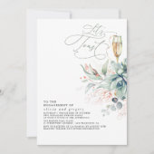 Succulent Greenery Elegant Leaves Engagement Party Kaart (Voorkant)