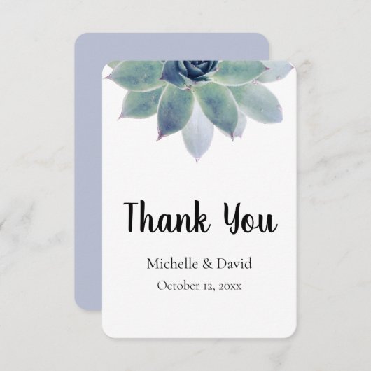 Succulent Greenery Elegant Typography Wedding Bedankkaart (Voorkant / Achterkant)