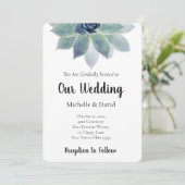 Succulent Greenery Elegant Typography Wedding Kaart (Staand voorkant)