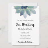 Succulent Greenery Elegant Typography Wedding Kaart (Voorkant)