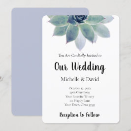 Succulent Greenery Elegant Typography Wedding Kaart