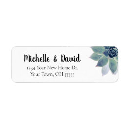 Succulent Greenery Elegant Wedding Return Address Etiket
