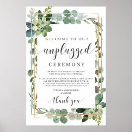 Succulent Greenery folaige gold unplugged sign Poster