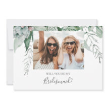 Succulent Greenery Foto Bridesmaid proposal Kaart