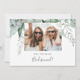 Succulent Greenery Foto Bridesmaid proposal Kaart