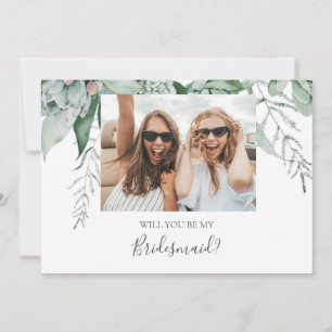 Succulent Greenery Foto Bridesmaid proposal Kaart
