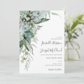 Succulent Greenery | Foto Casual bruiloft Kaart (Staand voorkant)