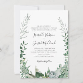 Succulent Greenery | Foto Monogram Weddenschap Kaart
