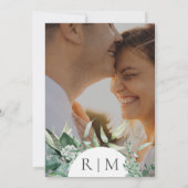 Succulent Greenery | Foto Monogram Weddenschap Kaart (Achterkant)