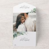 Succulent Greenery | Fotozegel en -verzending All In One Uitnodiging (Buitenkant)