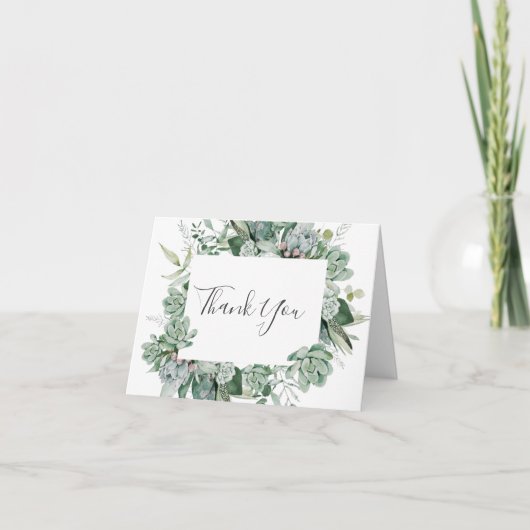 Succulent Greenery | Gevouwen creditcard Bedankkaart (Voorkant)