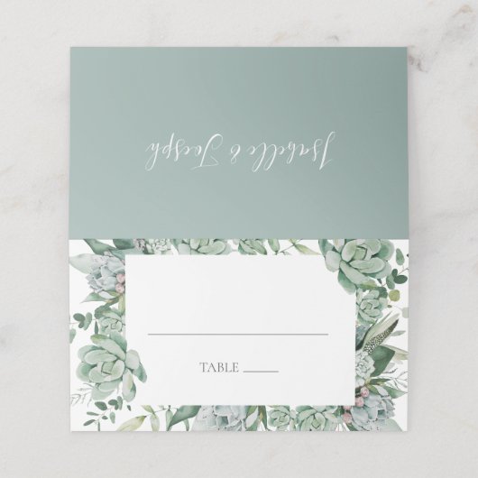 Succulent Greenery | Gevouwen kaart Plaatskaartje (Buitenkant ongevouwen)