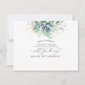 Succulent Greenery Gold Leaf Bridesmaid Voorstel Kaart (Voorkant)