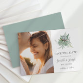 Succulent Greenery | Horizontale foto Sage Green Save The Date