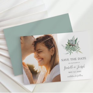 Succulent Greenery   Horizontale foto Sage Green Save The Date