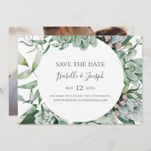 Succulent Greenery Horizontale Foto sparen de Datu Save The Date