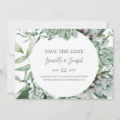 Succulent Greenery | Horizontale sparen de Datum Save The Date (Voorkant)