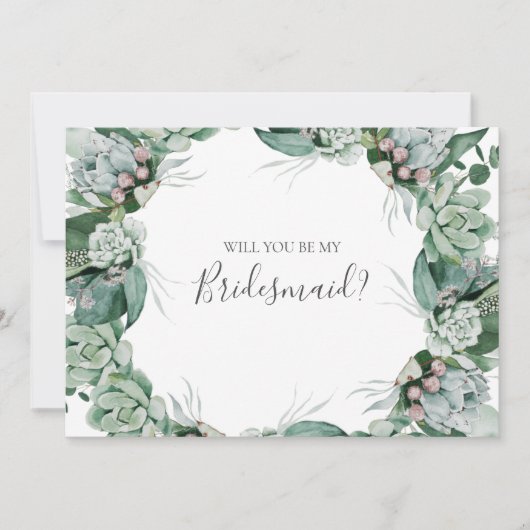 Succulent Greenery | Kaart Bridesmaid-voorstel (Voorkant)