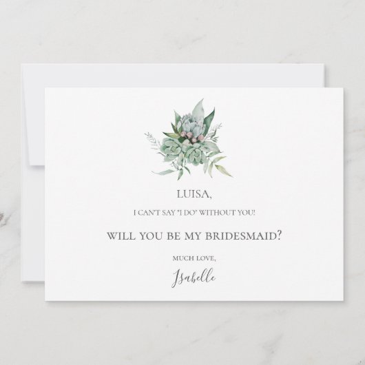 Succulent Greenery | Kaart Bridesmaid-voorstel (Achterkant)