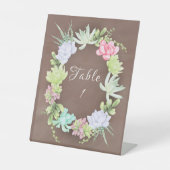 Succulent Greenery Krans Vrijgezellenfeest Tafel Reclamebord Met Voetstuk (Voorkant)