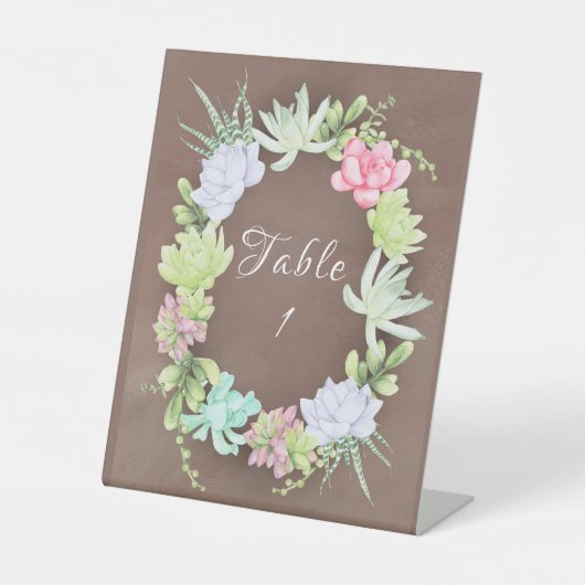 Succulent Greenery Krans Vrijgezellenfeest Tafel Reclamebord Met Voetstuk (Voorkant)