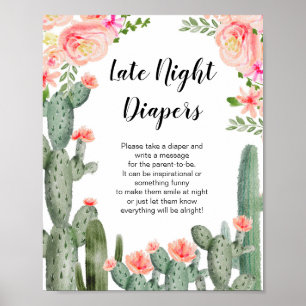 Succulent greenery late night diapers game poster