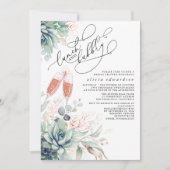 Succulent Greenery Lunch en Bubble Vrijgezellenfee Kaart (Voorkant)