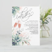 Succulent Greenery Lunch en Bubble Vrijgezellenfee Kaart (Staand voorkant)