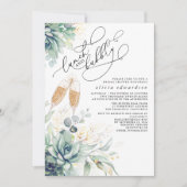 Succulent Greenery Lunch en Bubble Vrijgezellenfee Kaart (Voorkant)