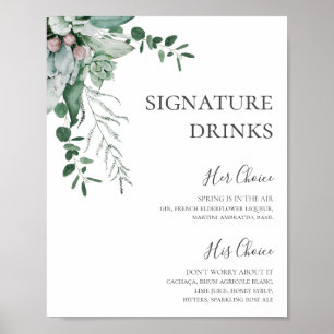 Succulent Greenery   Ondertekening Drink Poster